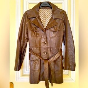 New England Sportswear Company Women’s Brown Leather Lining & Belt 3/4Jacket S-M